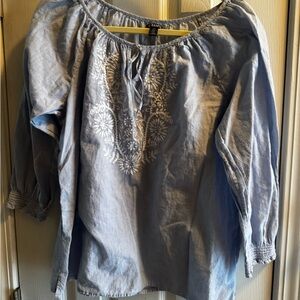 Chaps Light Blue Floral Blouse